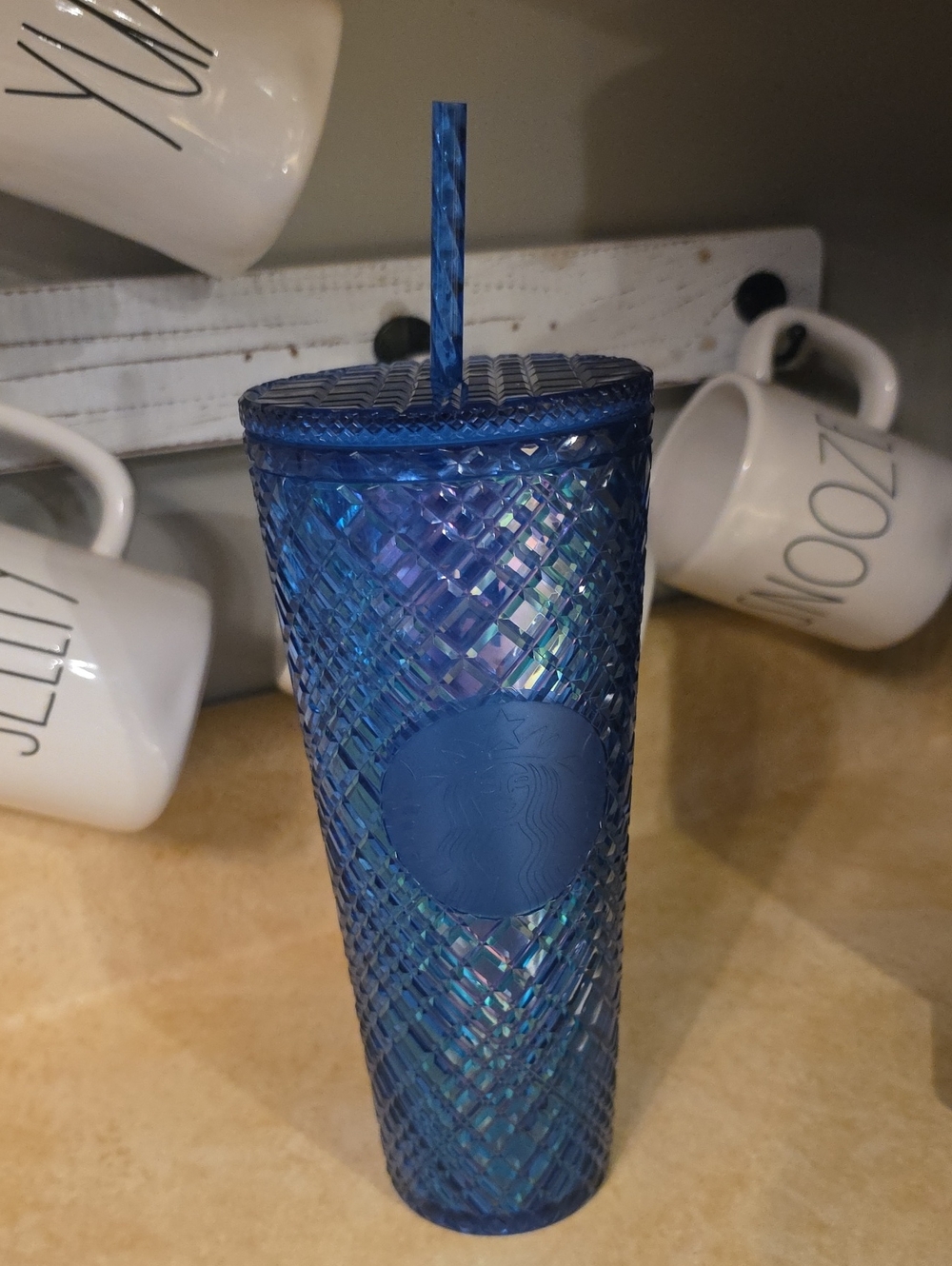 Starbucks Iridescent Navy Blue Studded Tumbler with Straw